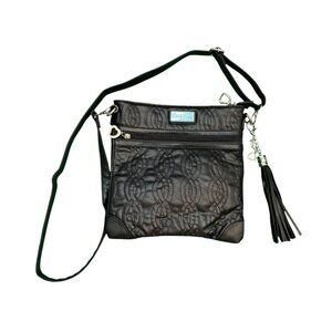 Bella Russo Black Quilted Vegan Leather Crossbody women's  Bag.  NWOT